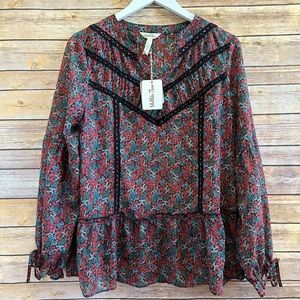Matilda Jane Carol Top Sheer Peasant Blouse Size Small NWT